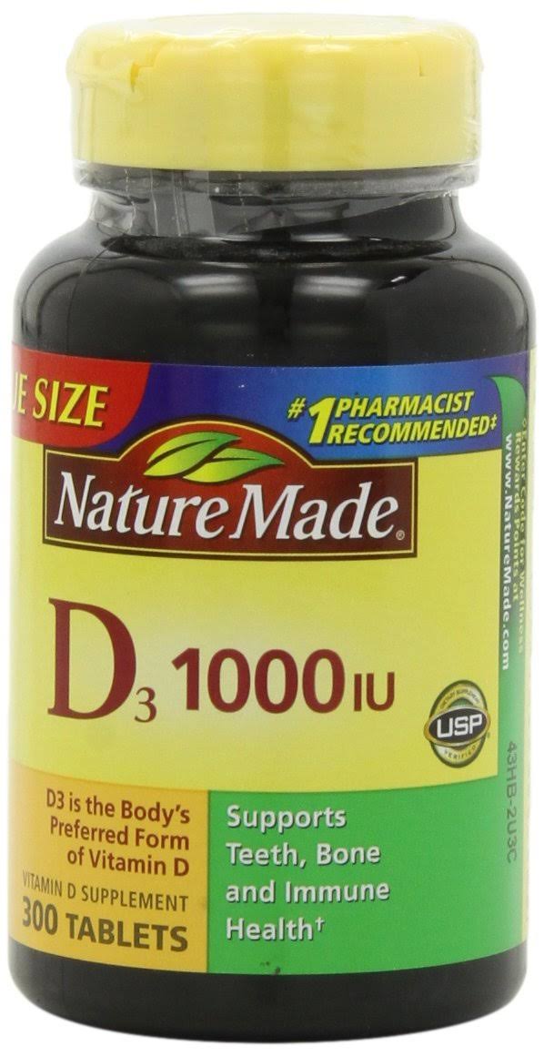 Nature Made Vitamin D3 1000 IU Dietary Supplement - 300 Tablets