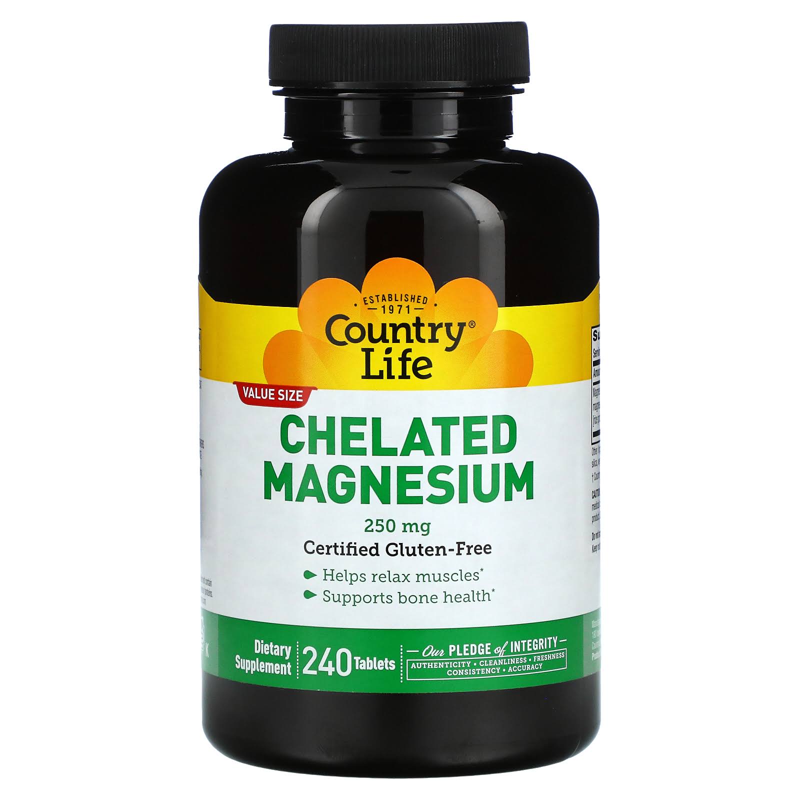 Country Life - Chelated Magnesium 250 mg - 240 Tablets