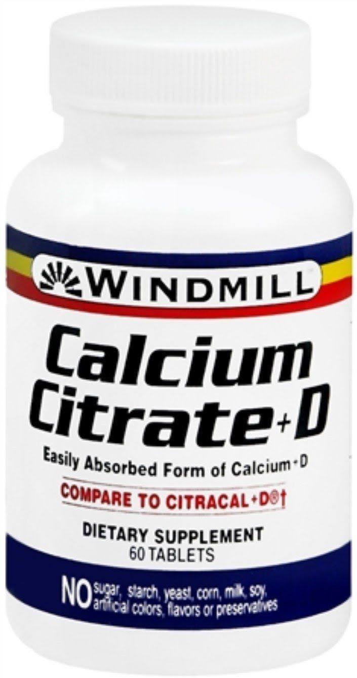 Windmill Calcium Citrate + D Dietary Supplement - 60 Tablets
