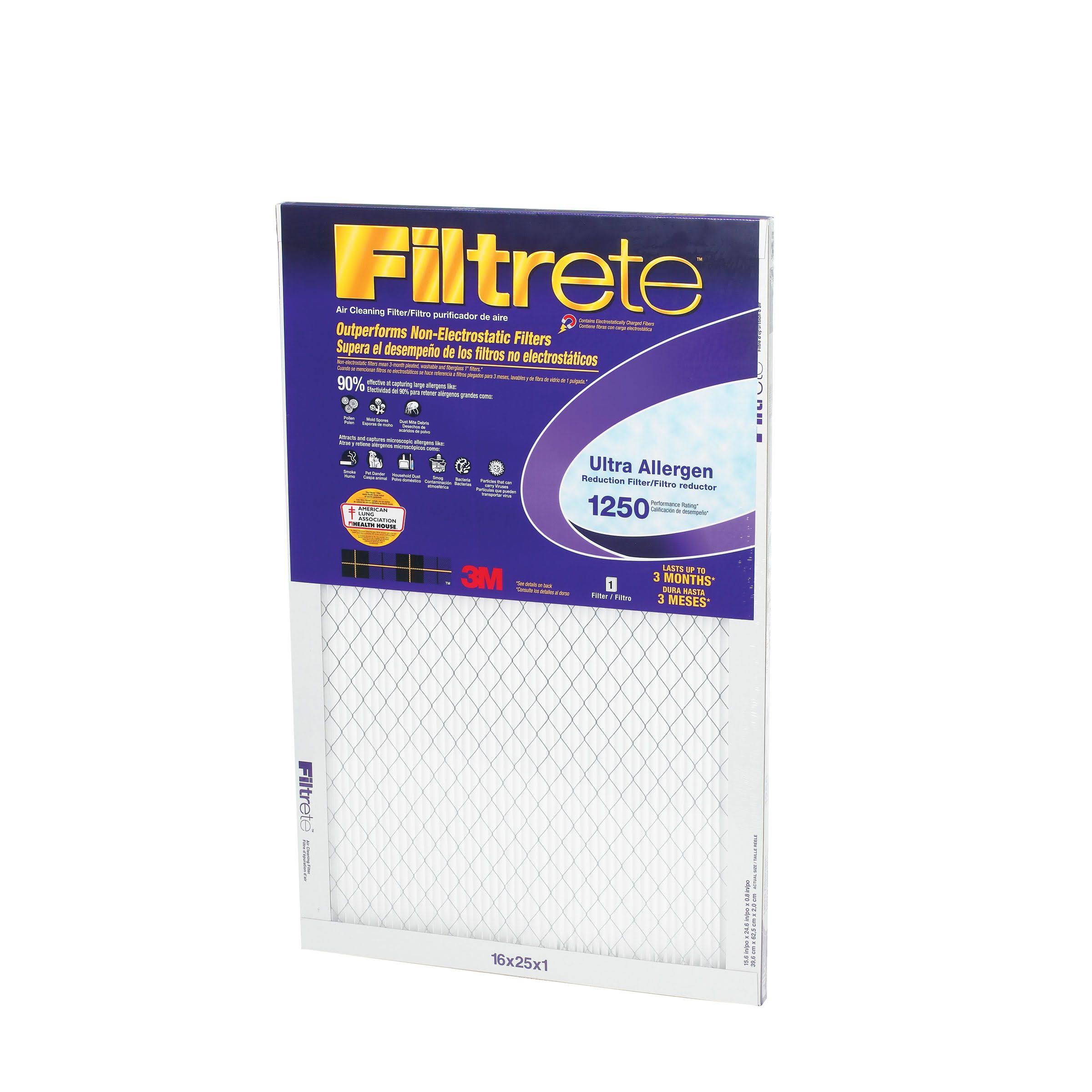 3M Filtrete Air Cleaning Filter - Ultra Allergen, 16"x25"x1"