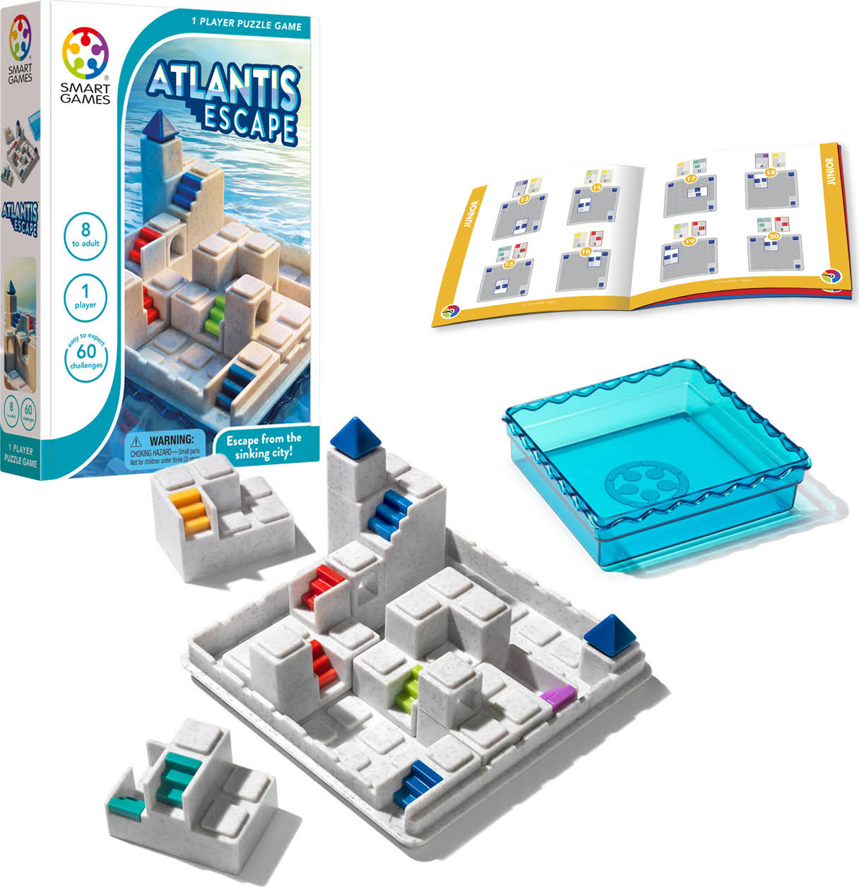 SmartGames Atlantis Escape; A 3D Path-Building Travel Game For Kids and Adults, A Stem Focused Cognitive Skill-Building Brain Game