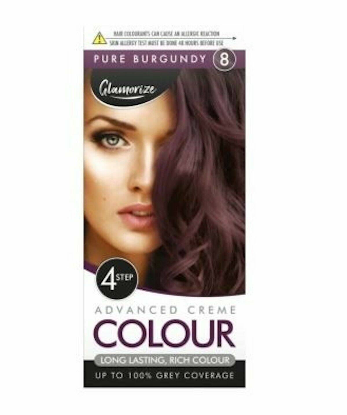 Glamorize Advanced Creme Colour 4 Step Permanent Hair Dye Shade Pure Burgundy 8