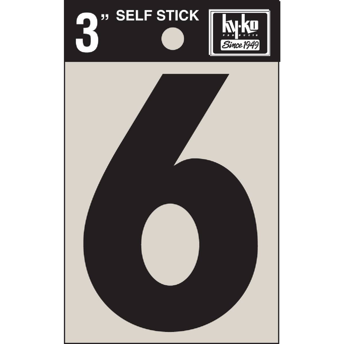 Hy Ko Products Self Adhesive Vinyl Number 6 - Black, 3"