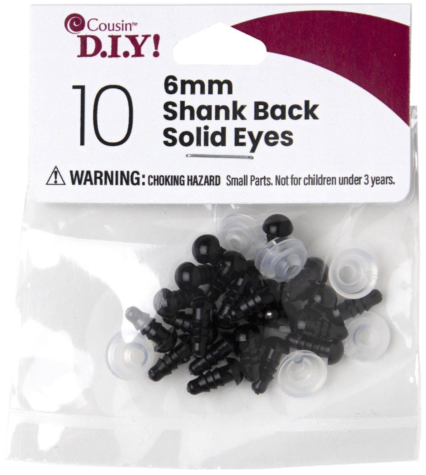 Cousin DIY Shank Back Solid Eyes 6mm 10PC, Black