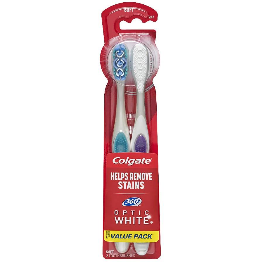 Colgate 360 Optic White Value Pack Soft Toothbrush - 2pk