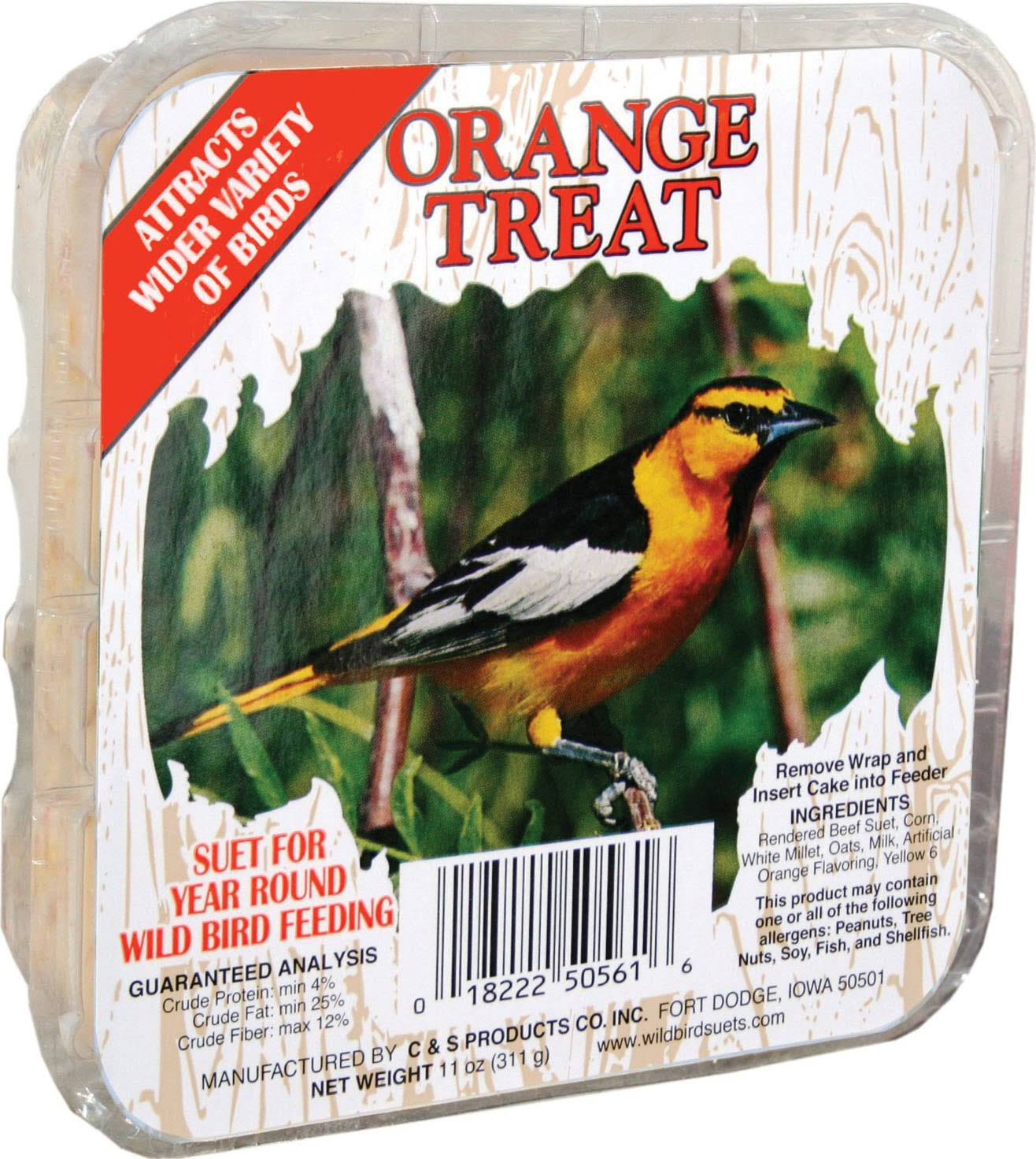 C And S Wild Bird Suet Orange Bird Treat