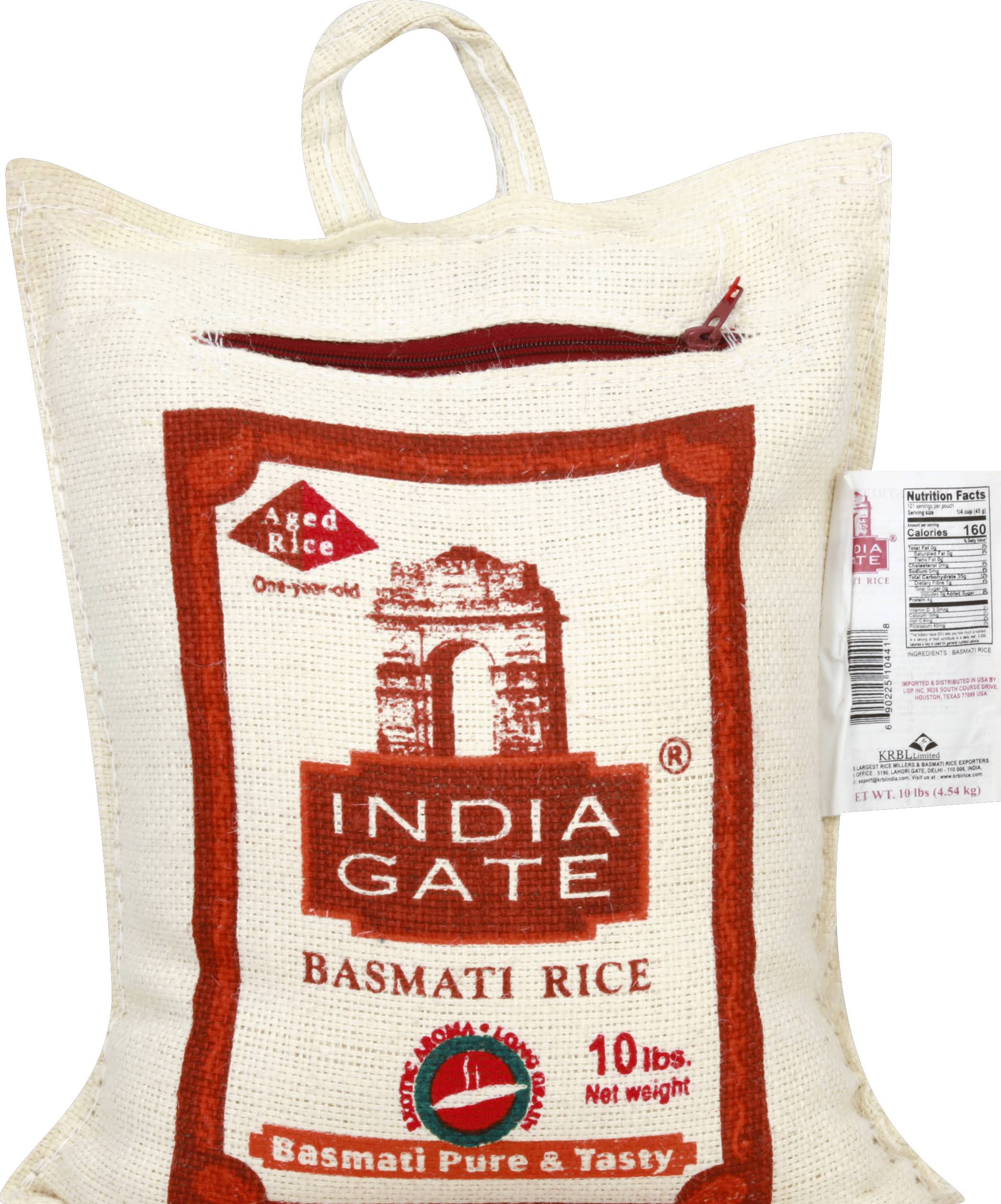 India Gate - White Basmati Rice - Jute, 10 Pound