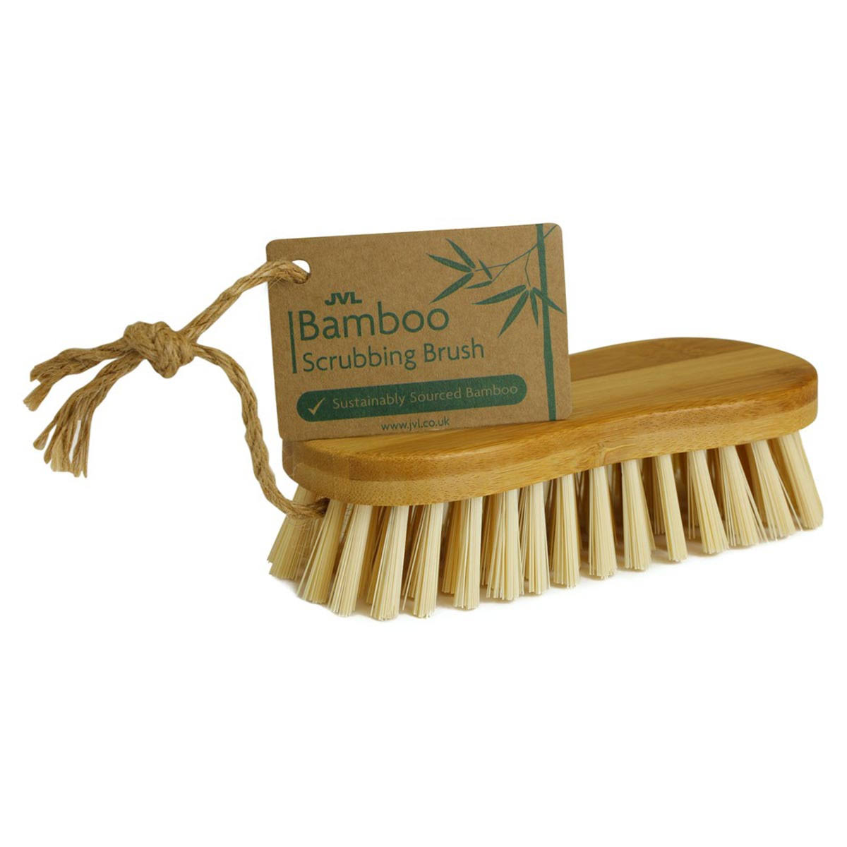 Natural JVL Bamboo Dustpan and Bristle Brush Set 