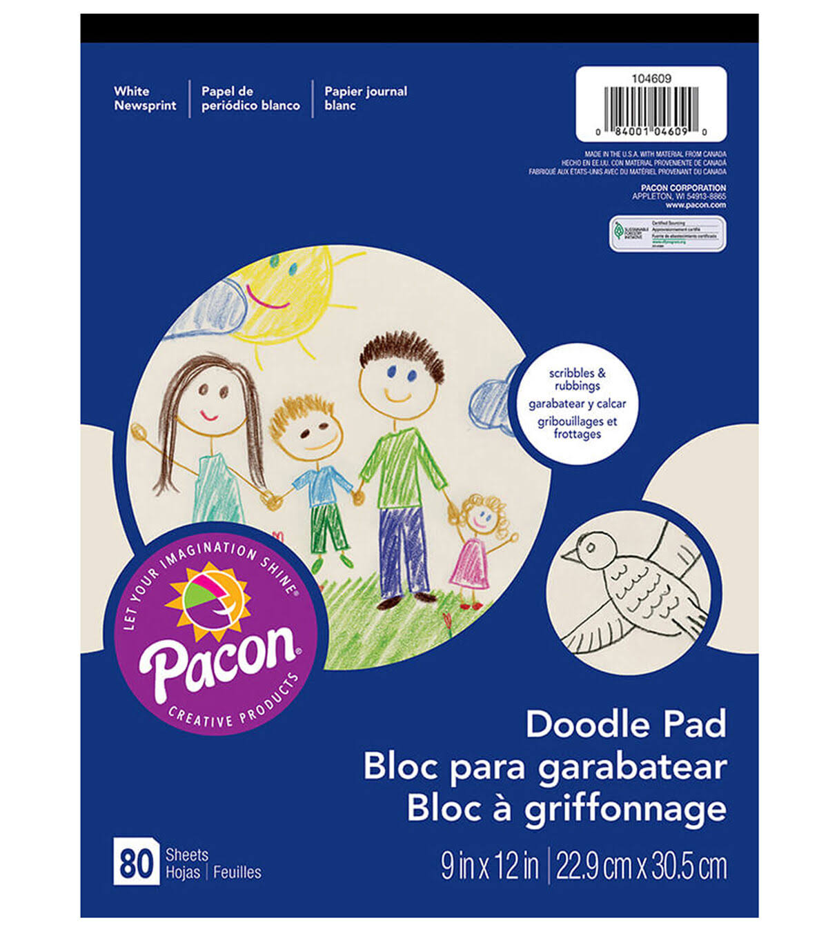 Pacon Corporation Pac104609 Doodle Pad - 9" x 12", 50 Sheets