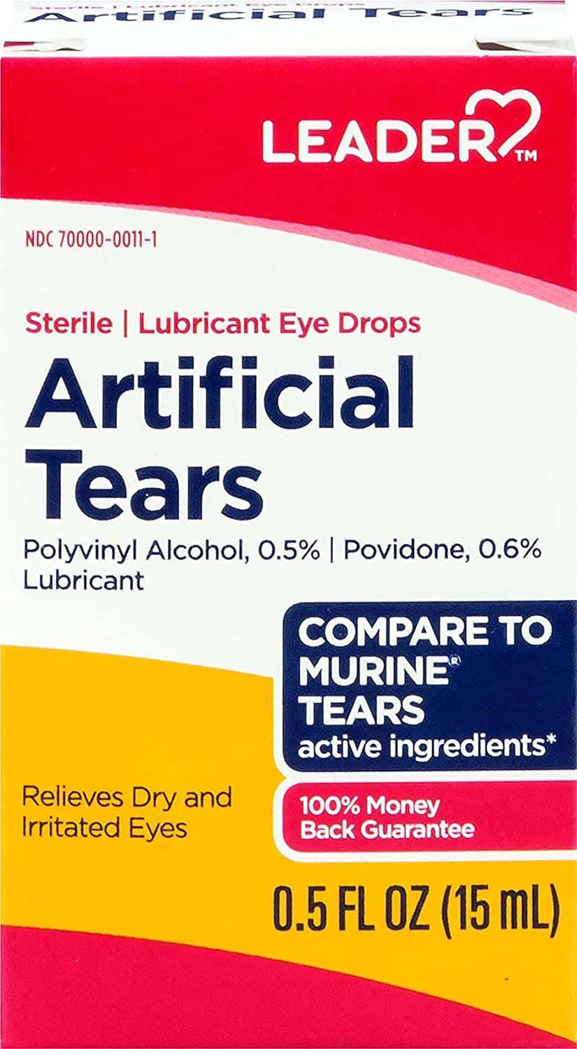 Artificial Tears Ophthalmic 0.5% Solution 15ml for Dry Eyes by Leader