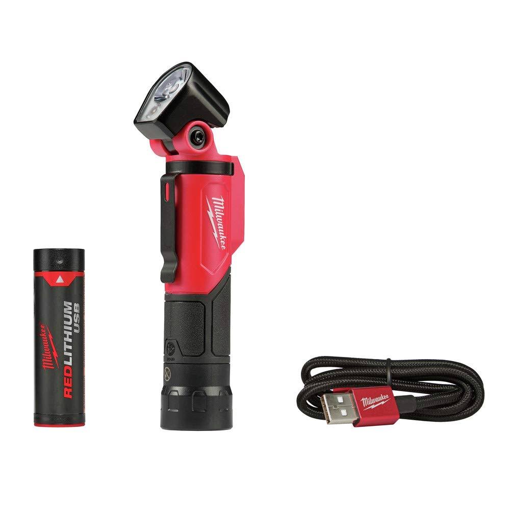 Milwaukee 211321 USB Rechargeable Pivoting Flashlight - Black and Red, 500 Lumens