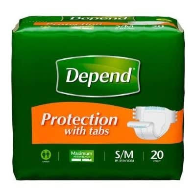 Depend Fitted Maximum Protection Briefs - with Tabs, Small Medium, 20pk