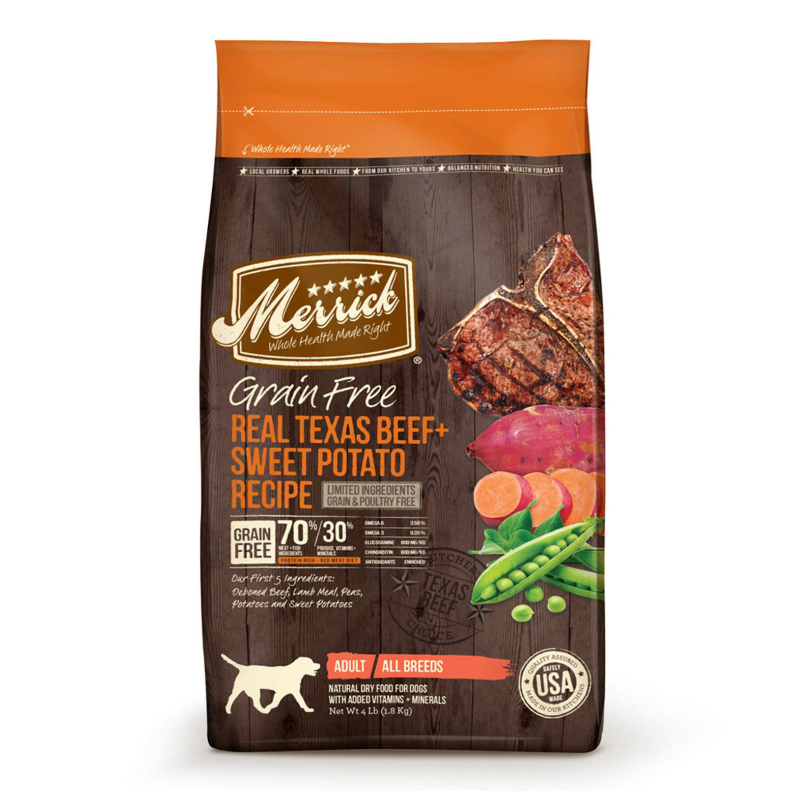 Merrick Grain-Free Adult Dry Dog Food - Real Texas Beef & Sweet Potato Recipe, 12lb