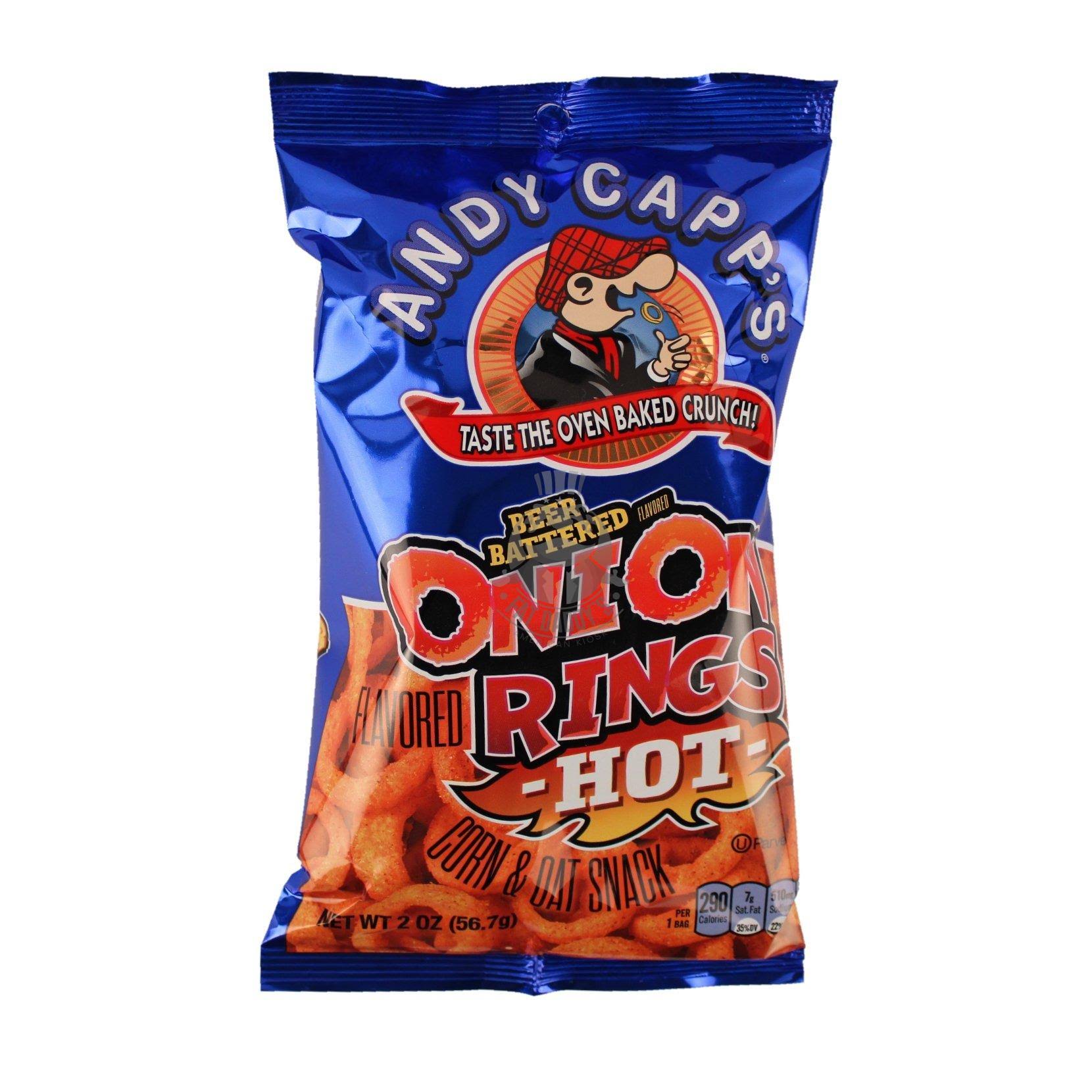 Andy Capp's Beer Battered Flavored Onion Flavored Rings Baked Oat and Corn Snacks, Hot, 2 oz