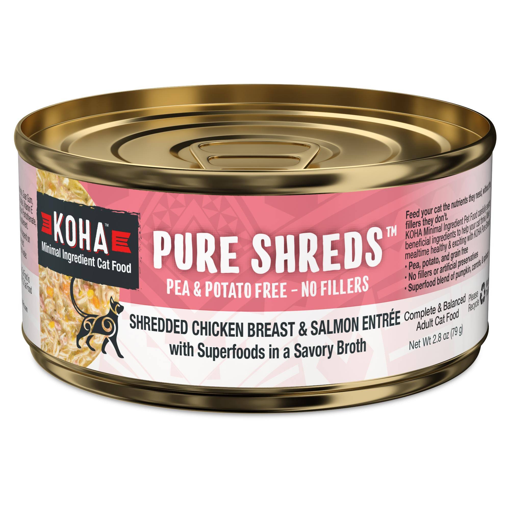 Koha Pure Shreds Shredded Chicken Breast & Salmon Entree Cat Food