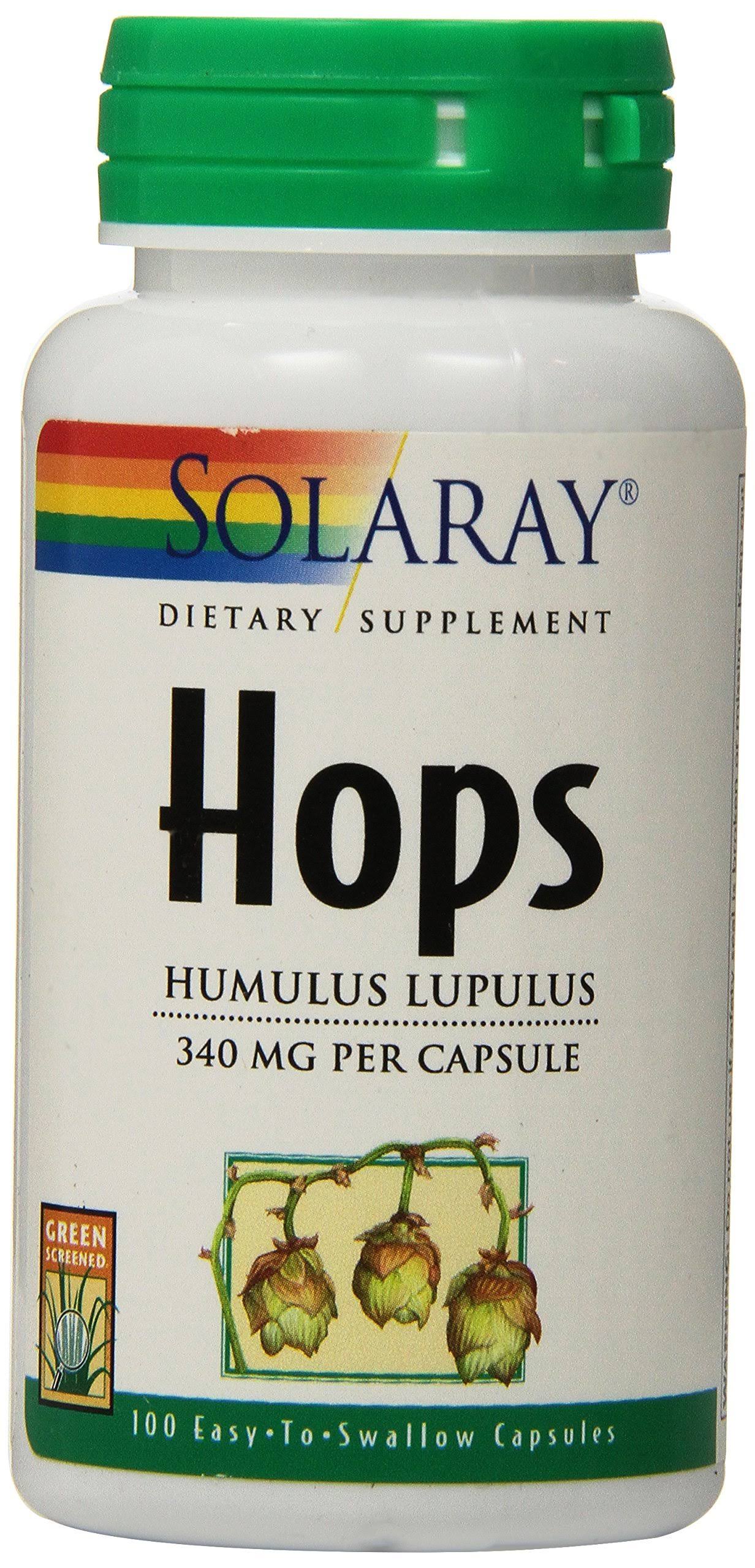 Solaray Hops Dietary Supplement - 100 Capsules