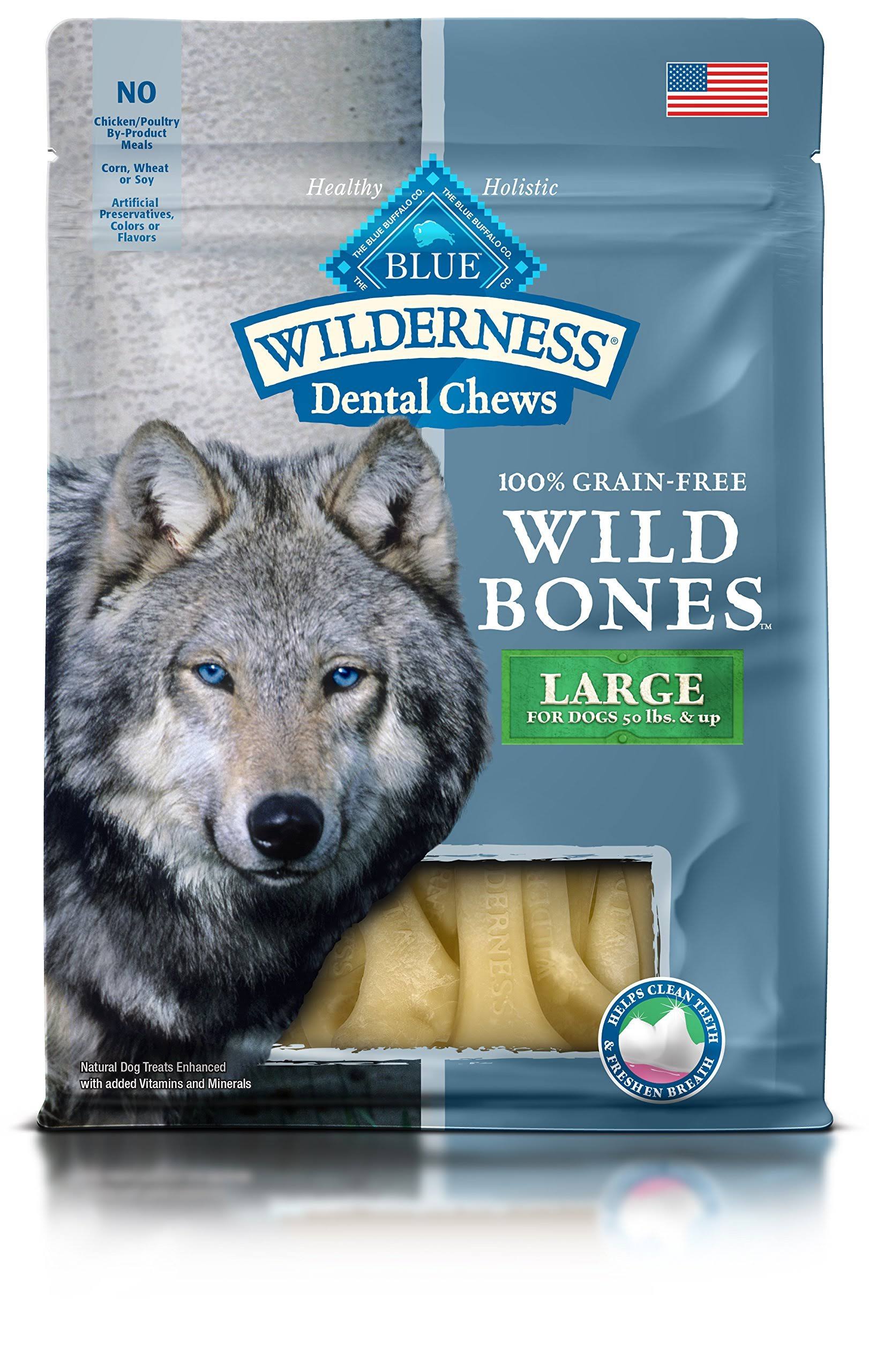 Blue Buffalo Wilderness Dental Chews Dog Treats - Wild Bones, Large, 10oz
