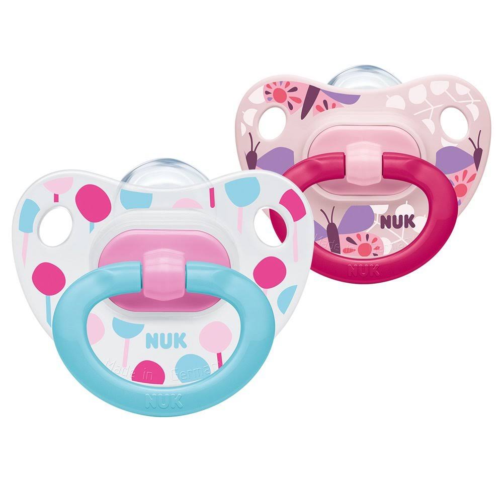 NUK Happy Days Pink Silicone Soothers - Pink, 6-18 Months
