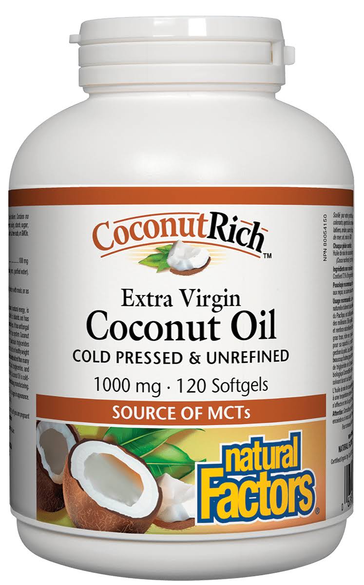Natural Factors CoconutRich Extra Virgin Coconut Oil 1000mg 120 Softgels