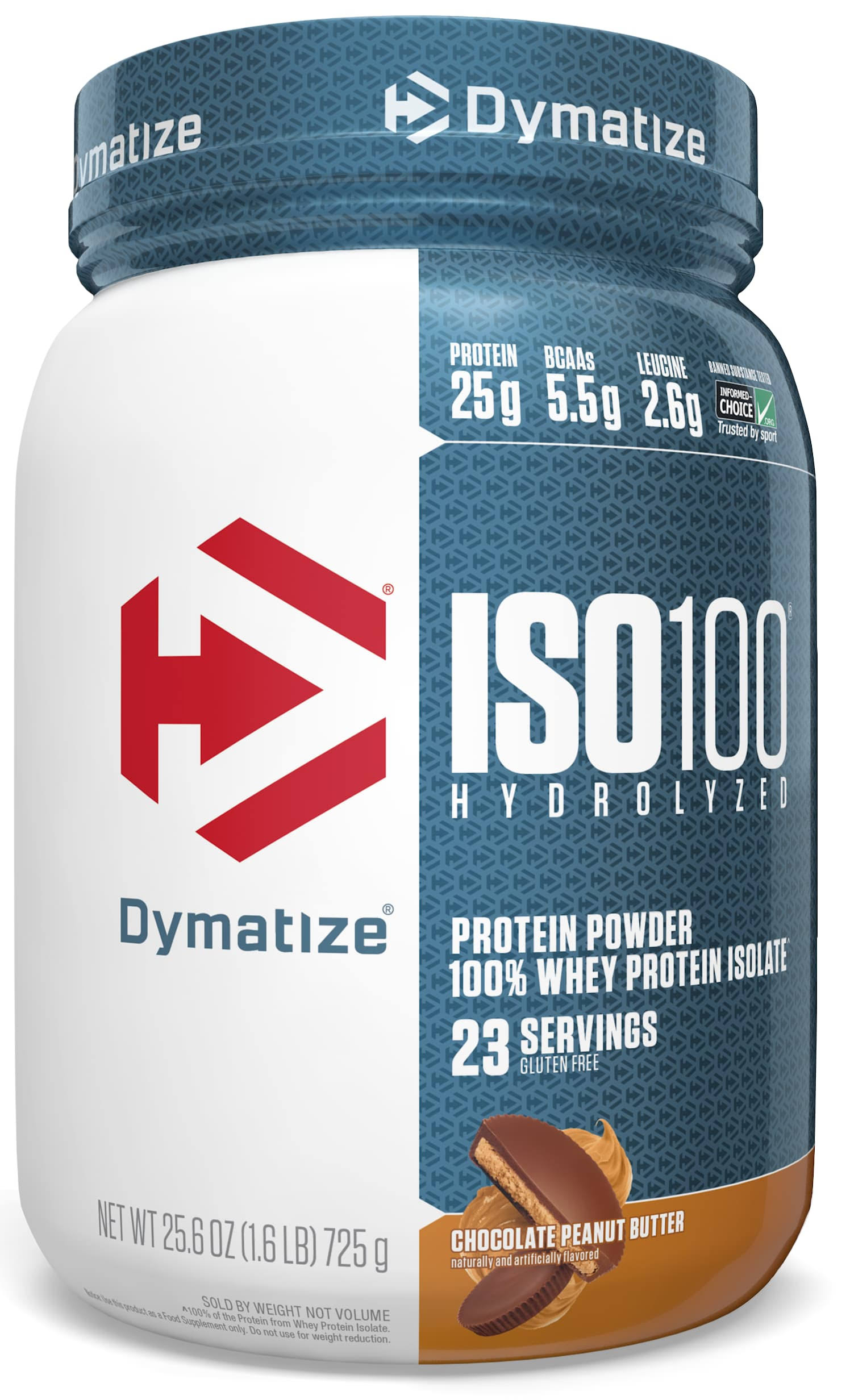 Dymatize Nutrition, ISO100 Hydrolyzed, 100% Whey Protein Isolate, Chocolate Peanut Butter, 1.6 lbs (725 g)