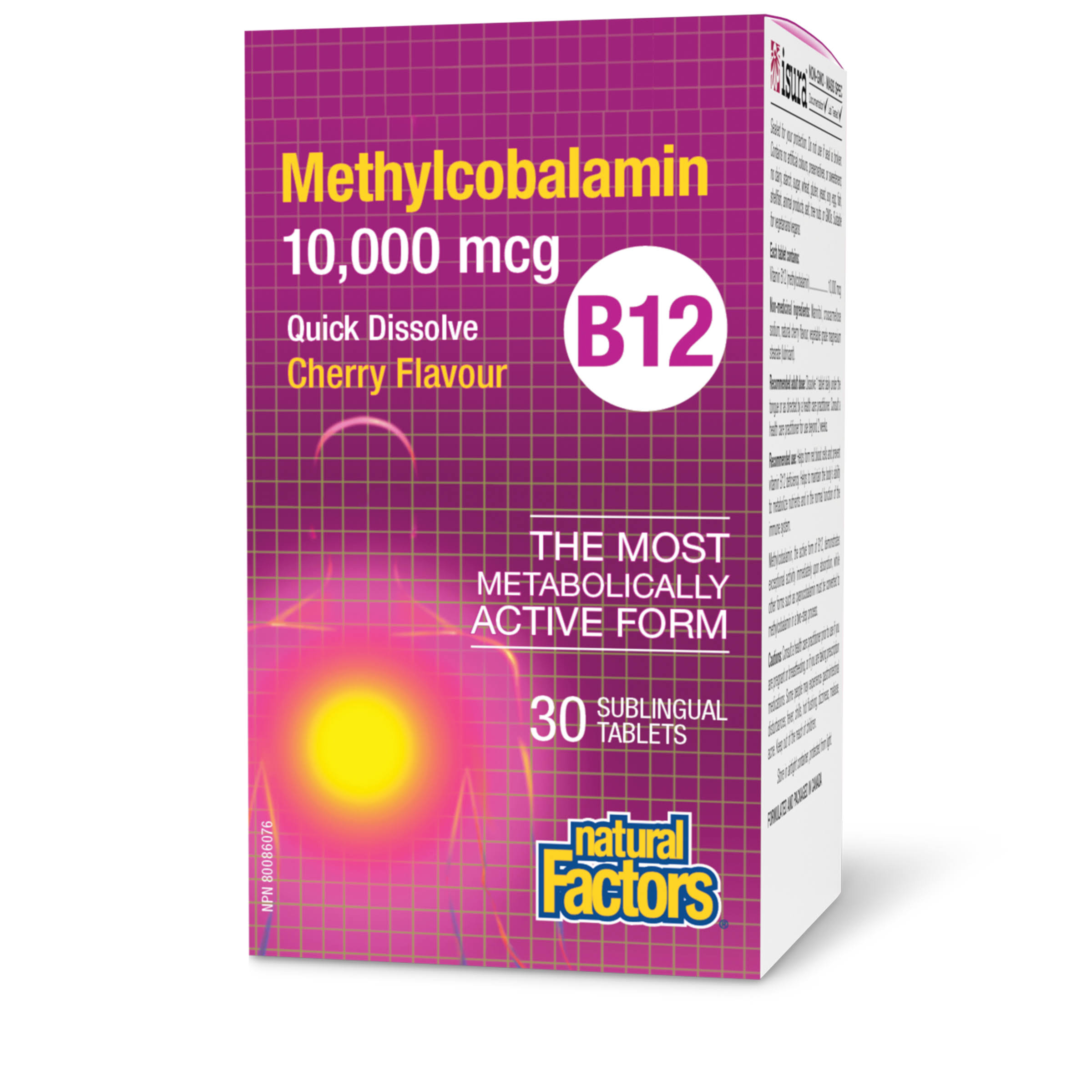 B12 Methylcobalamin 10,000 mcg Natural Factors 30 Chewable