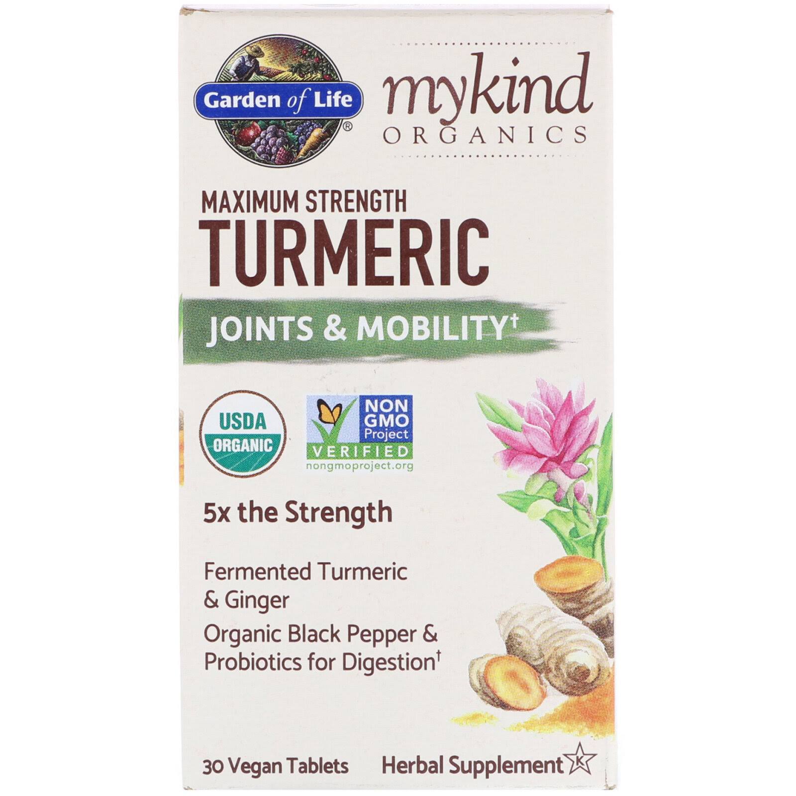 Garden of Life MyKind Organics Maximum Strength Turmeric Joints & Mobility 30 Vegan Tablets