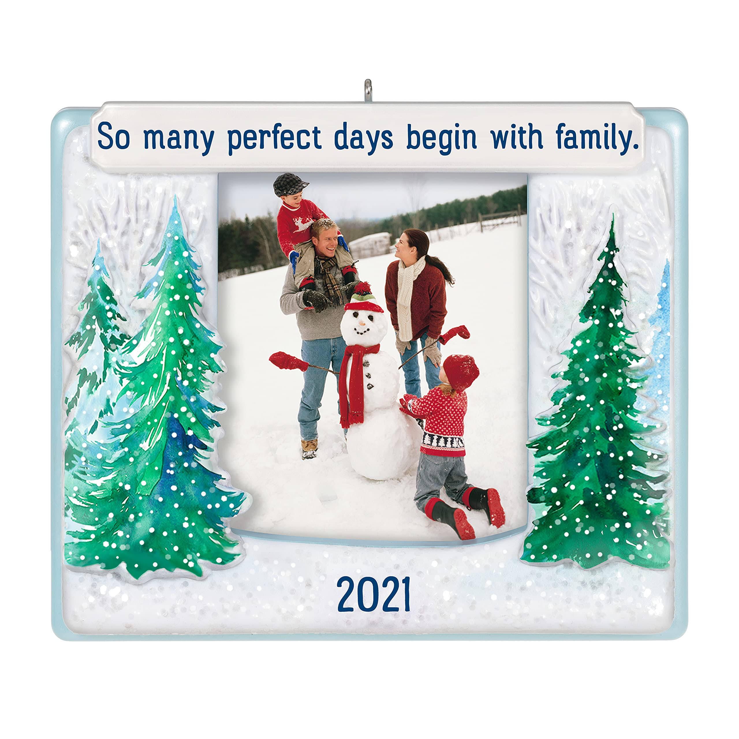 Hallmark Keepsake Christmas Ornament, Year Dated 2021, Our Family Photo Frame