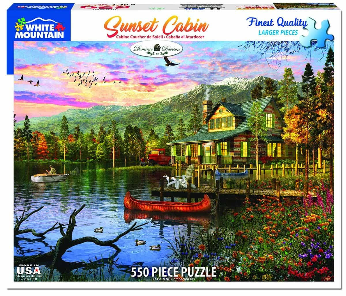 White MountainSunset Cabin Jigsaw Puzzles Set - 550pcs Set, 18" x 24"