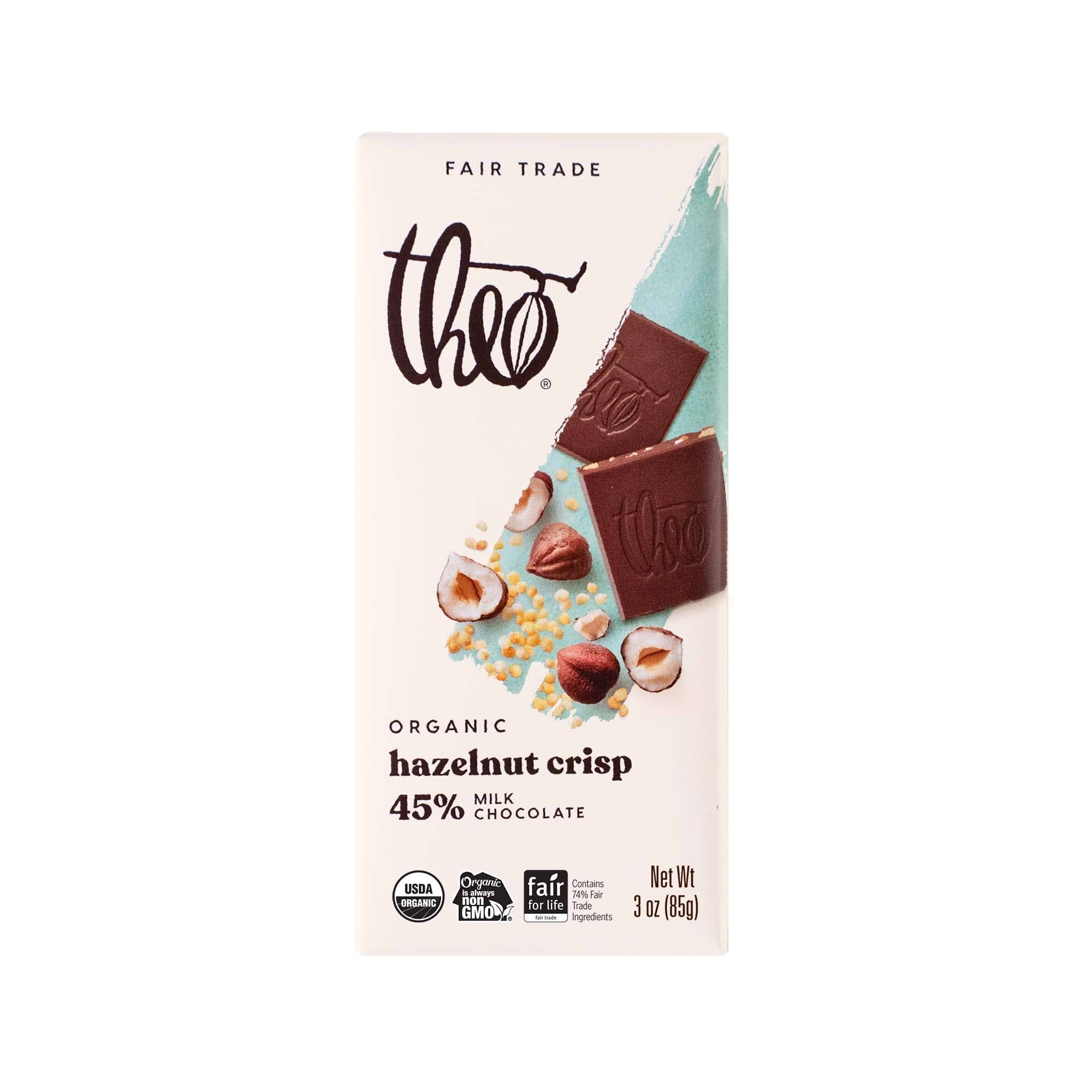 Theo Chocolate Hazelnut Crisp, Organic, 45% Milk Chocolate - 3 oz