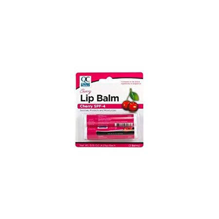 Quality Choice Cherry Lip Balm with Spf-4 Twin Pack 0.30 Ounce Each