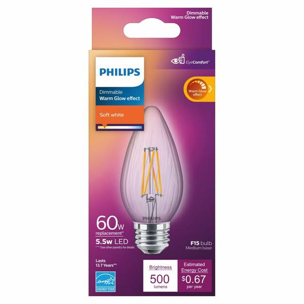 Philips F15 Dimmable 60 W Equivalent LED Decorative Light Bulb 572669