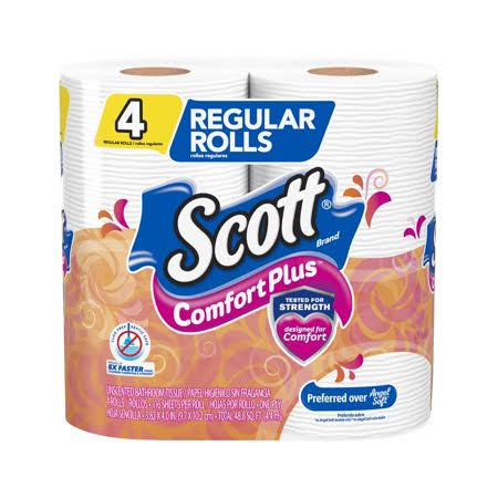 Scott ComfortPlus Regular Roll Toilet Paper Bath Tissue - 4 ct