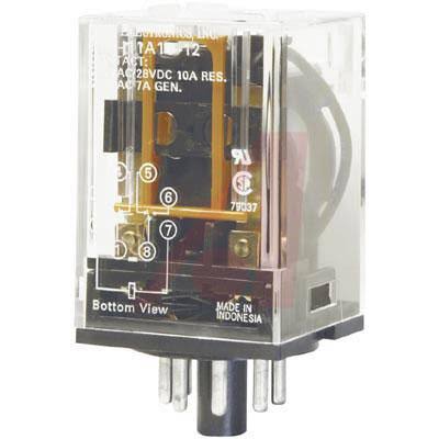 NTE Electronics R02 Series General Purpose Multicontact DC Relay - DPDT Contact, 10A, 8 Pin Octal Plug, 12V