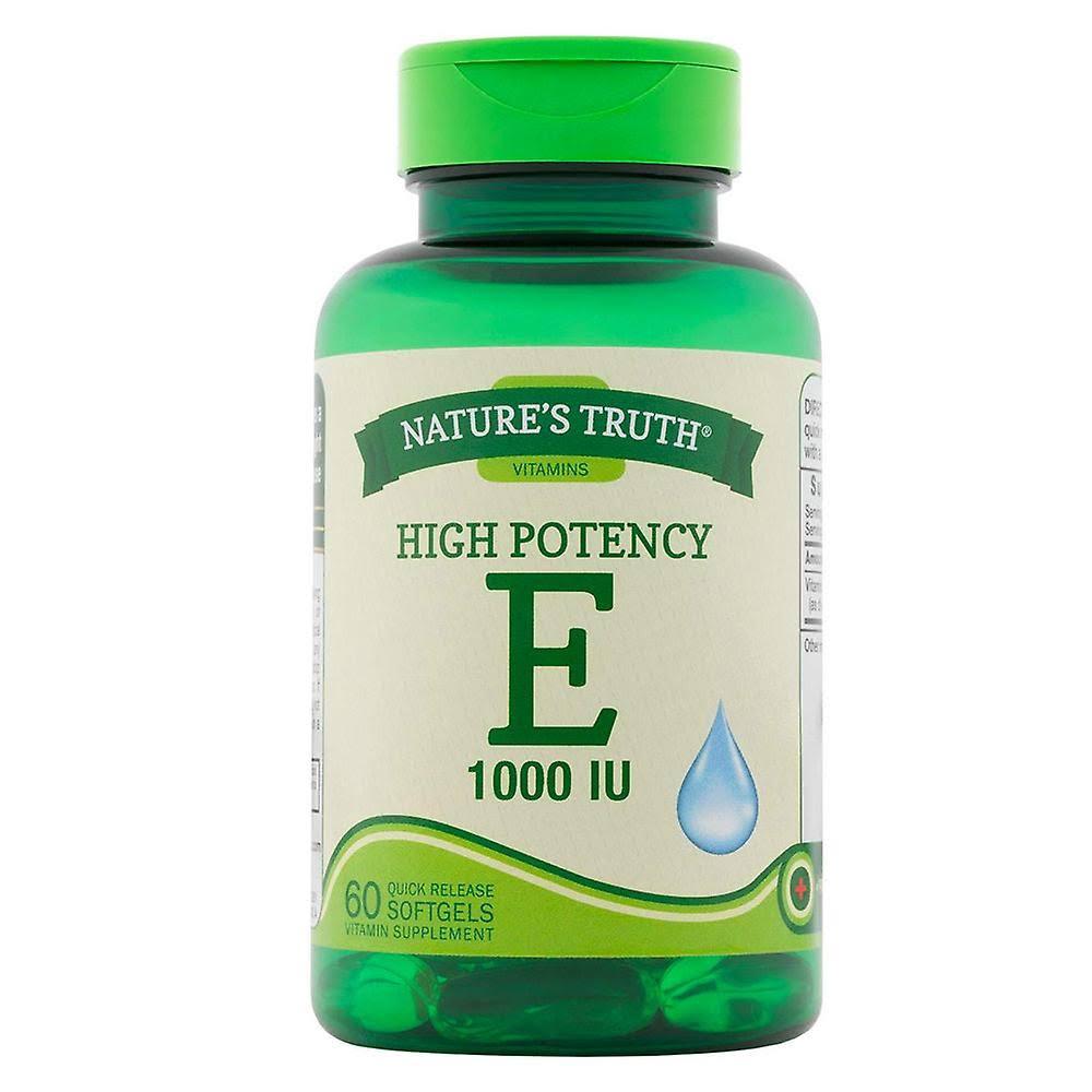 Nature's Truth High Potency E, 1000 IU, Vitamin Supplement, Softgels, 60 EA