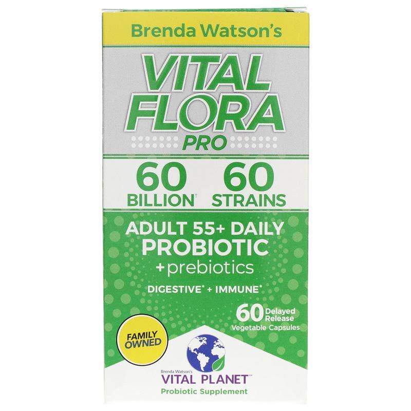 Vital Planet Vital Flora Pro Adult 55+ Daily Probiotic + Prebiotics 60 Veg Capsules
