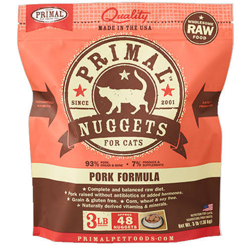 Primal Raw Frozen Nuggets Pork Formula Raw Cat Food, 3-lbs