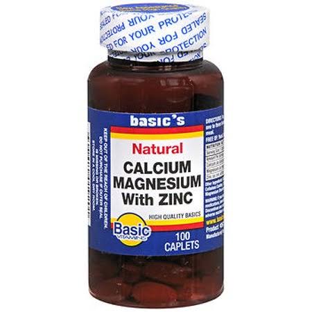 Basic Vitamins Calcium Magnesium with Zinc Caplets - 100 ct