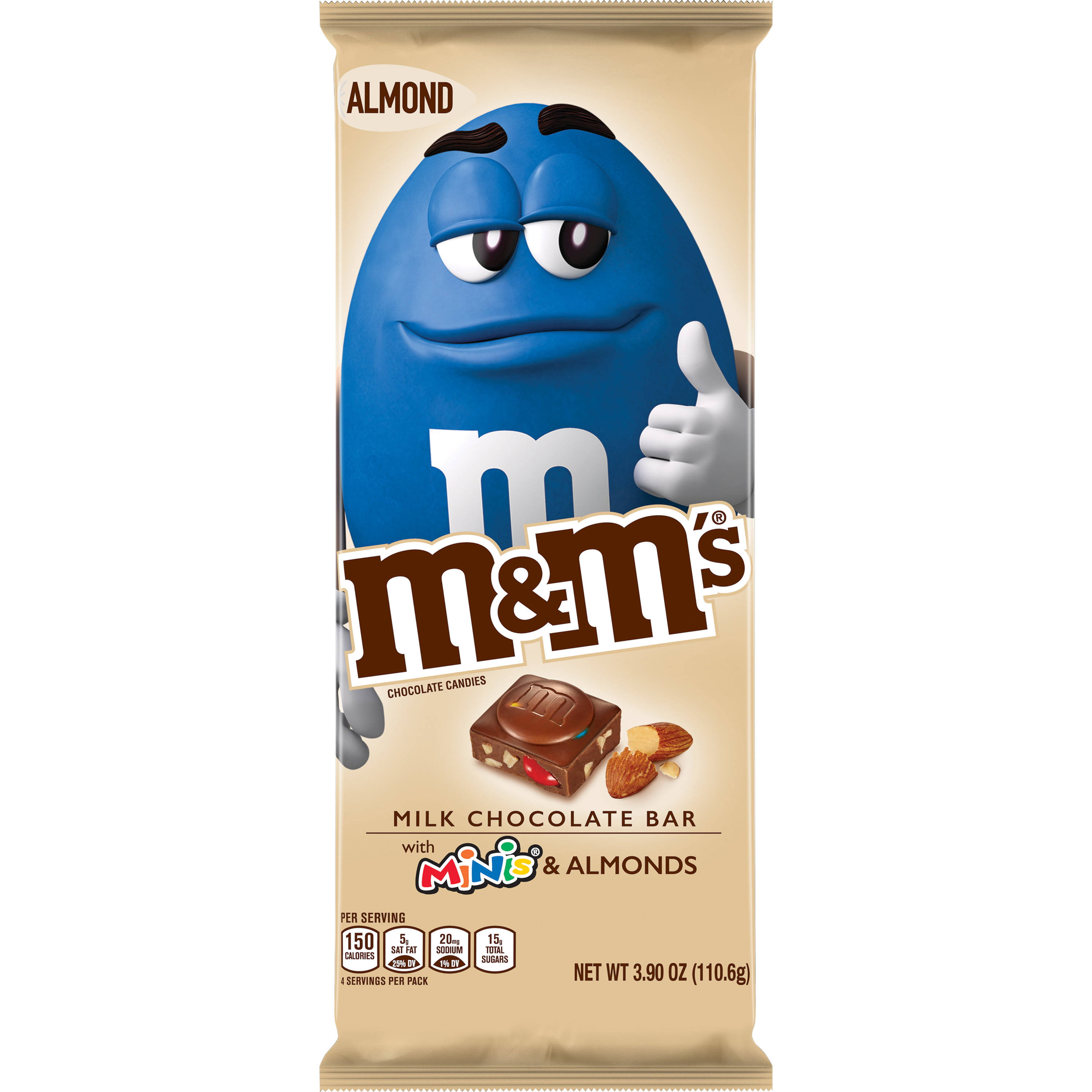 M&M's M&M'S Almond & Minis Milk Chocolate Candy Bar, 3.9-Ounce Bar, 3.