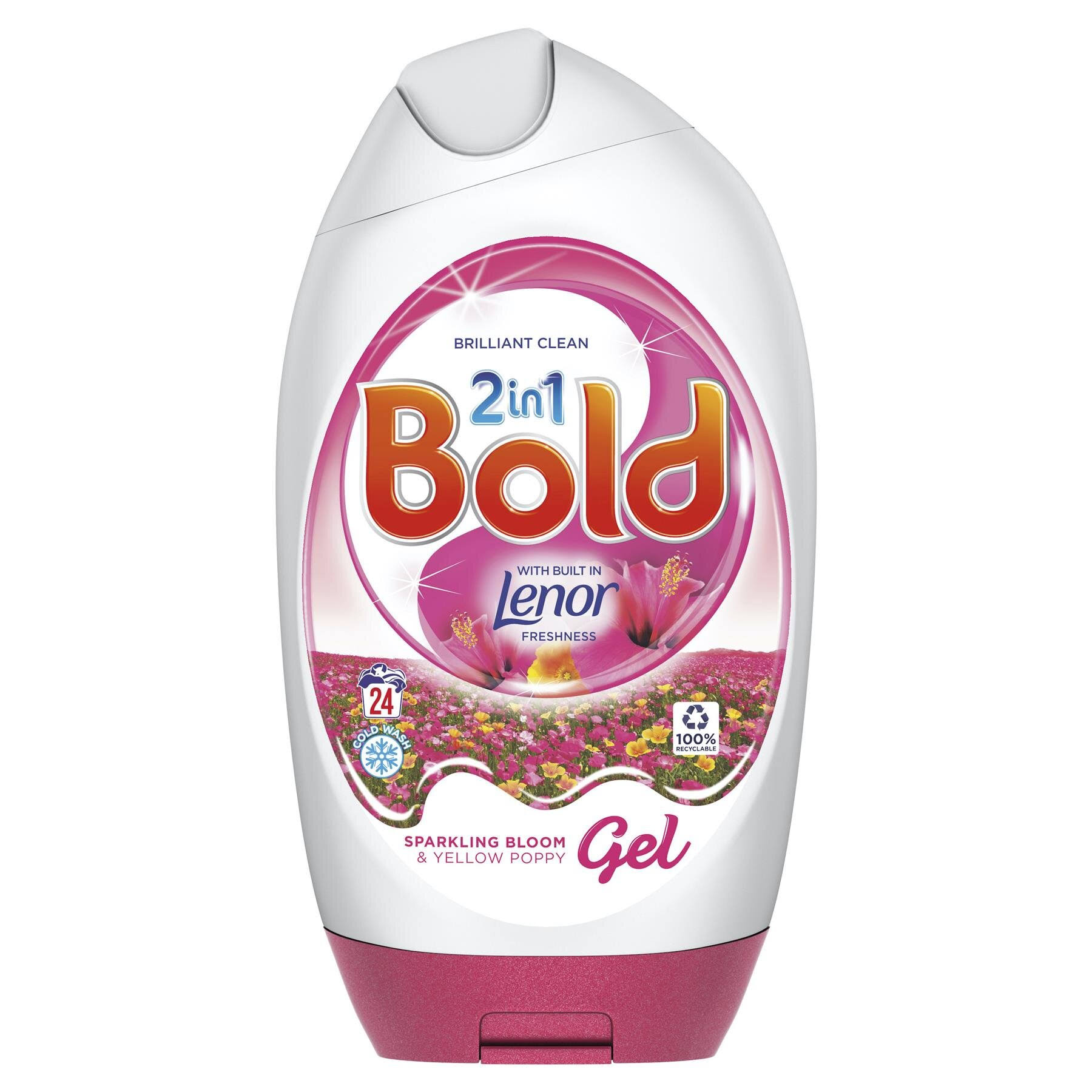Bold 2 in 1 Washing Liquid, Sparkling Bloom & Poppy Gel, 1.776L, 48 Fresh Washes