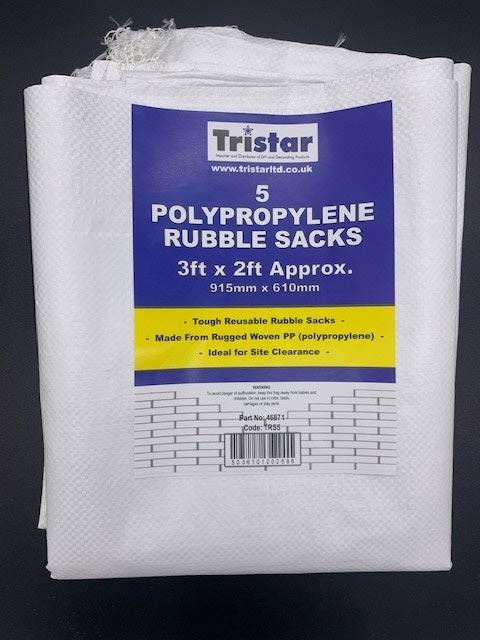 Tristar Woven White Rubble Sack - 5 Pack