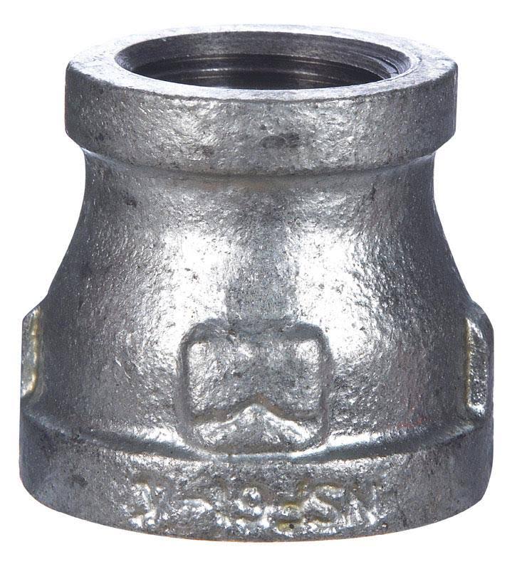 B and K Malleable Galvanized Iron Reducing Coupling - 1" x 1/2"