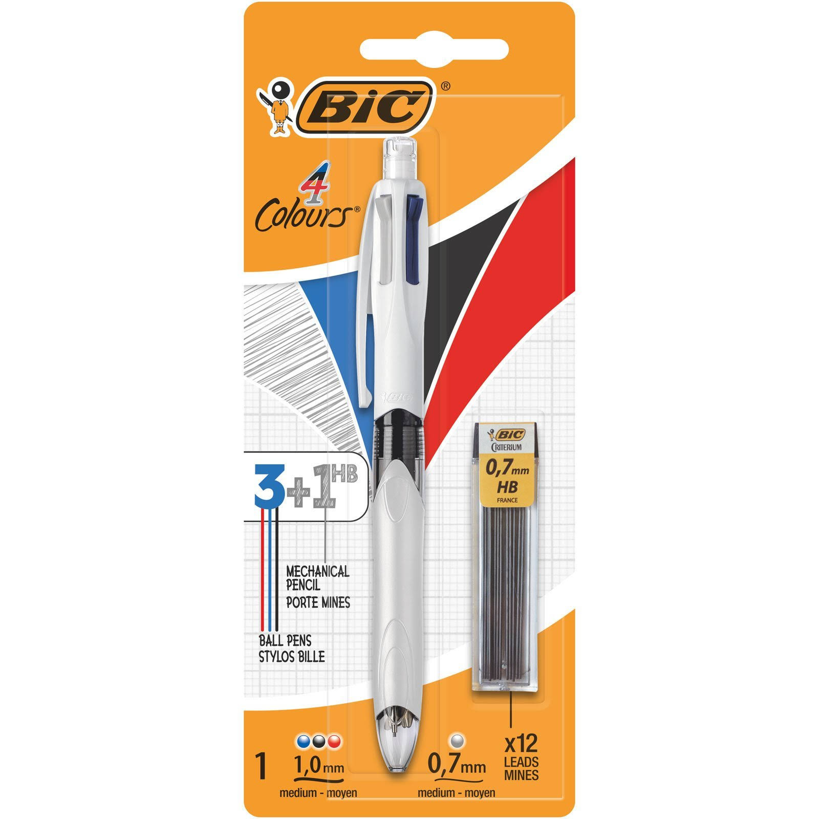 Bic 4 Colours Ballpoint Pen and HB Pencil