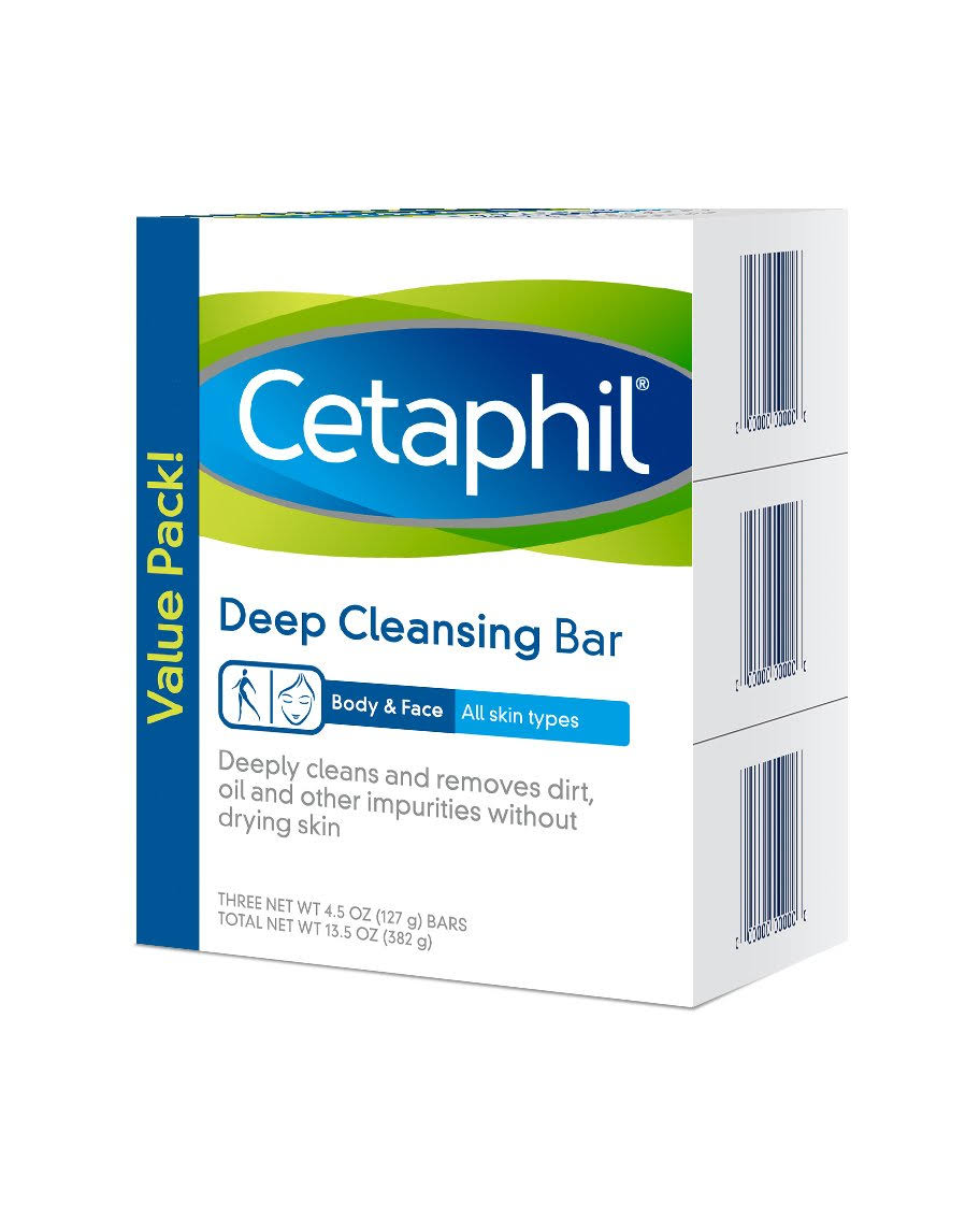 Cetaphil Deep Cleansing Face & Body Bar - Pack of 3