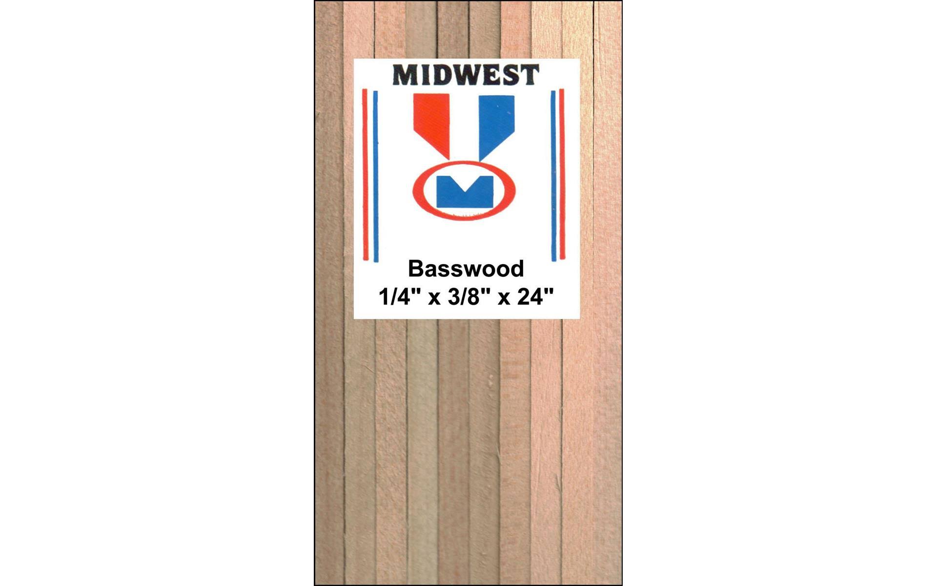 Midwest Basswood 1/4 x 3/8 x 24 (16) 4068