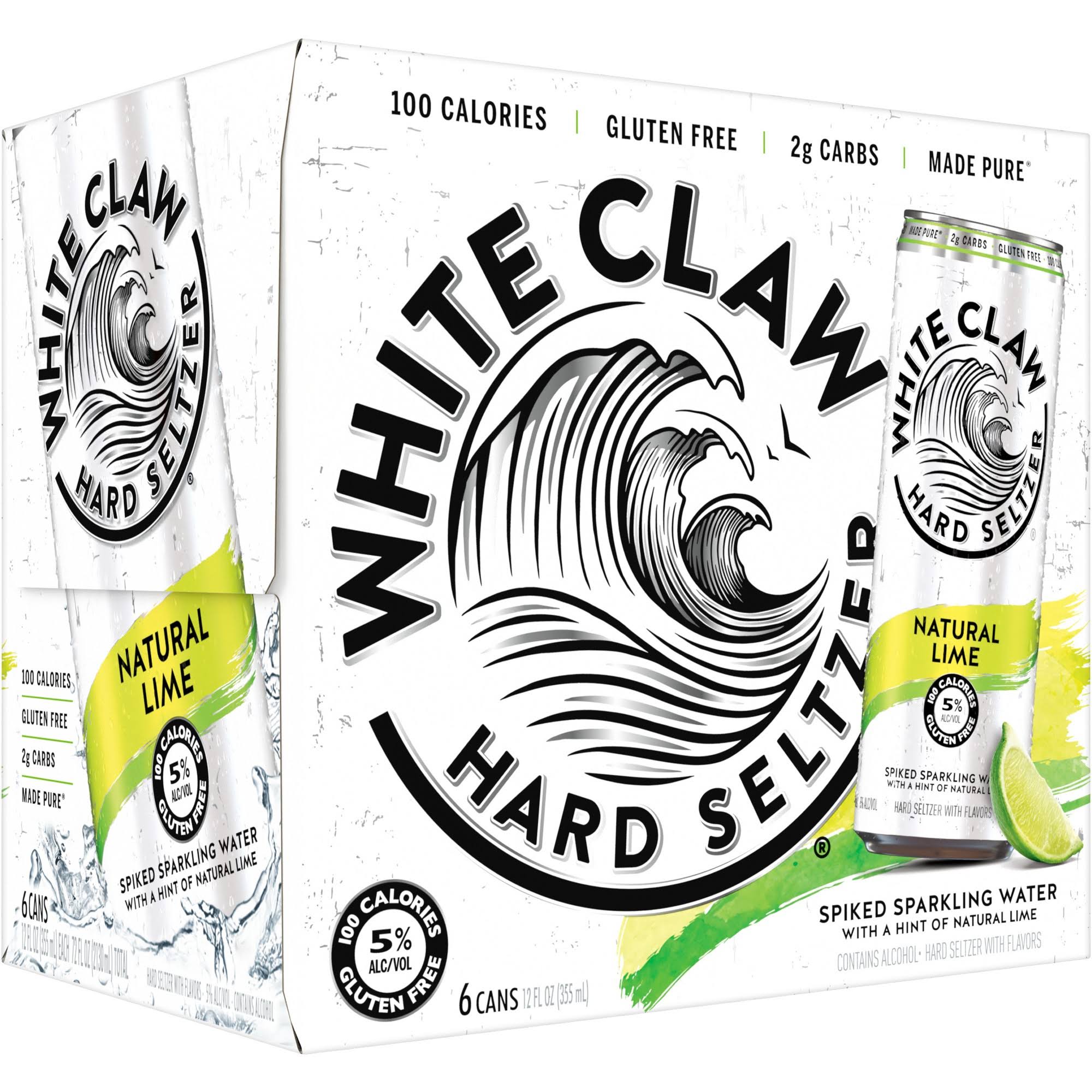 White Claw Hard Seltzer, Natural Lime - 6 cans, 12 fl oz