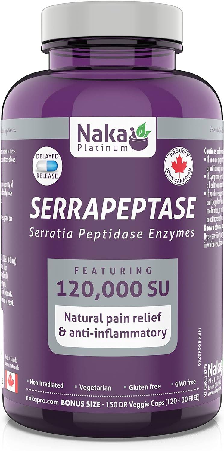 Naka Serrapeptase - 150 V-caps + Bonus
