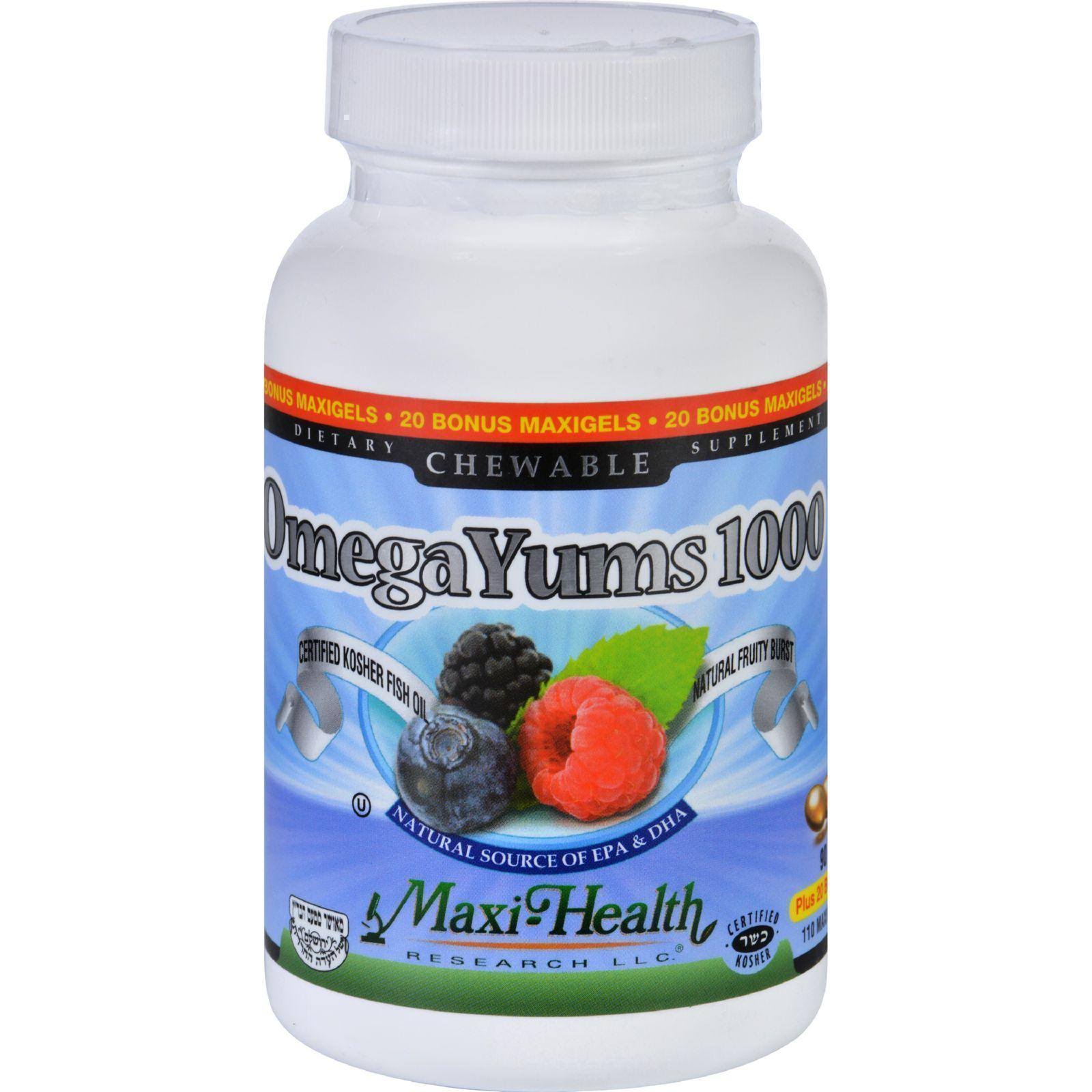 Maxi Health Omega Yums 1000 Chewable Vitamins - Fruity Burst, 110ct