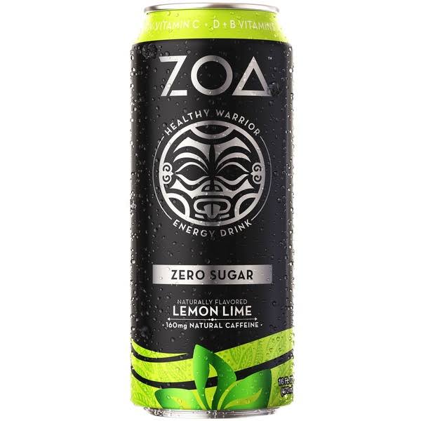Zoa Lemon Lime Zero Sugar Energy Drink - 12 ct