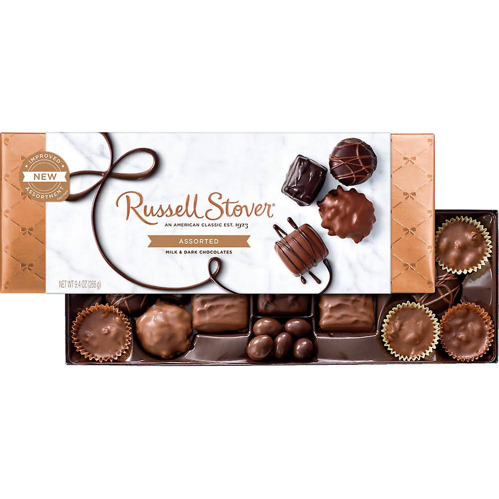 Russell stover assorted milk & dark chocolates, chocolate gift box, 9.4 oz