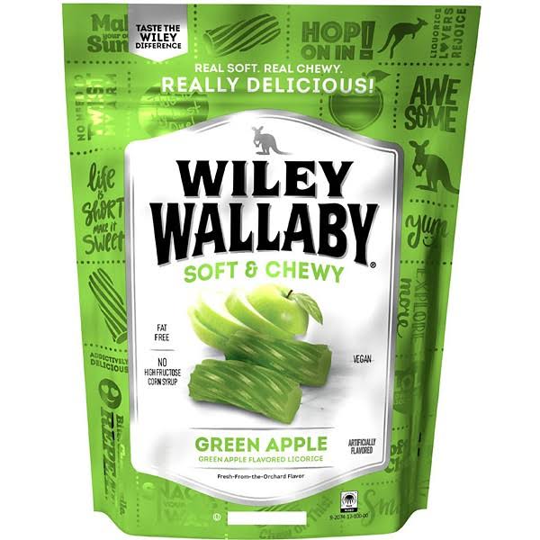 Kenny's Wiley Wallaby Liquorice - Green Apple, 7.05oz
